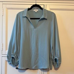 Nordstrom Light Blue V-Neck Blouse
